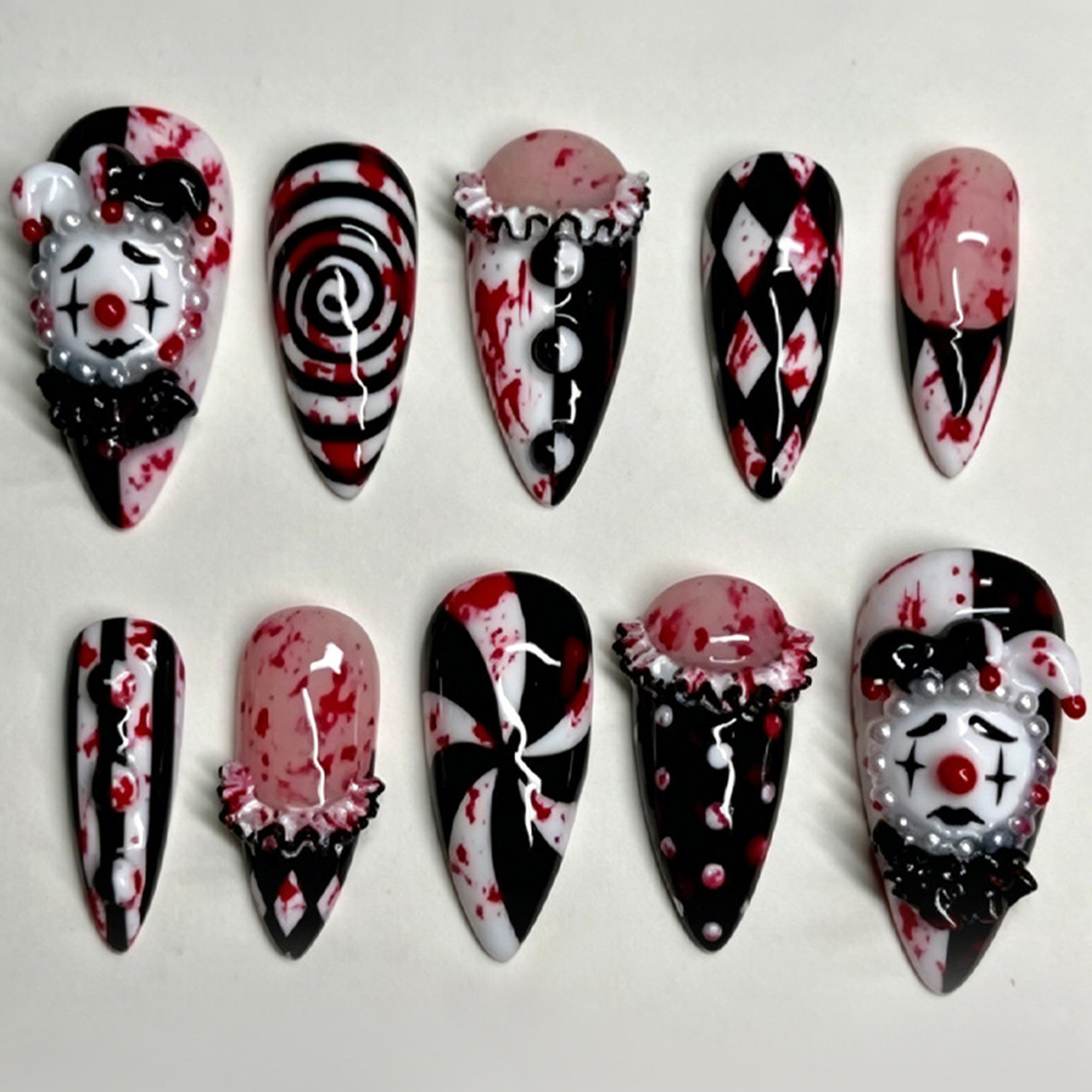 30pcs Funny Dark Clown Press O - Nail Art Press On ulasan dan harga