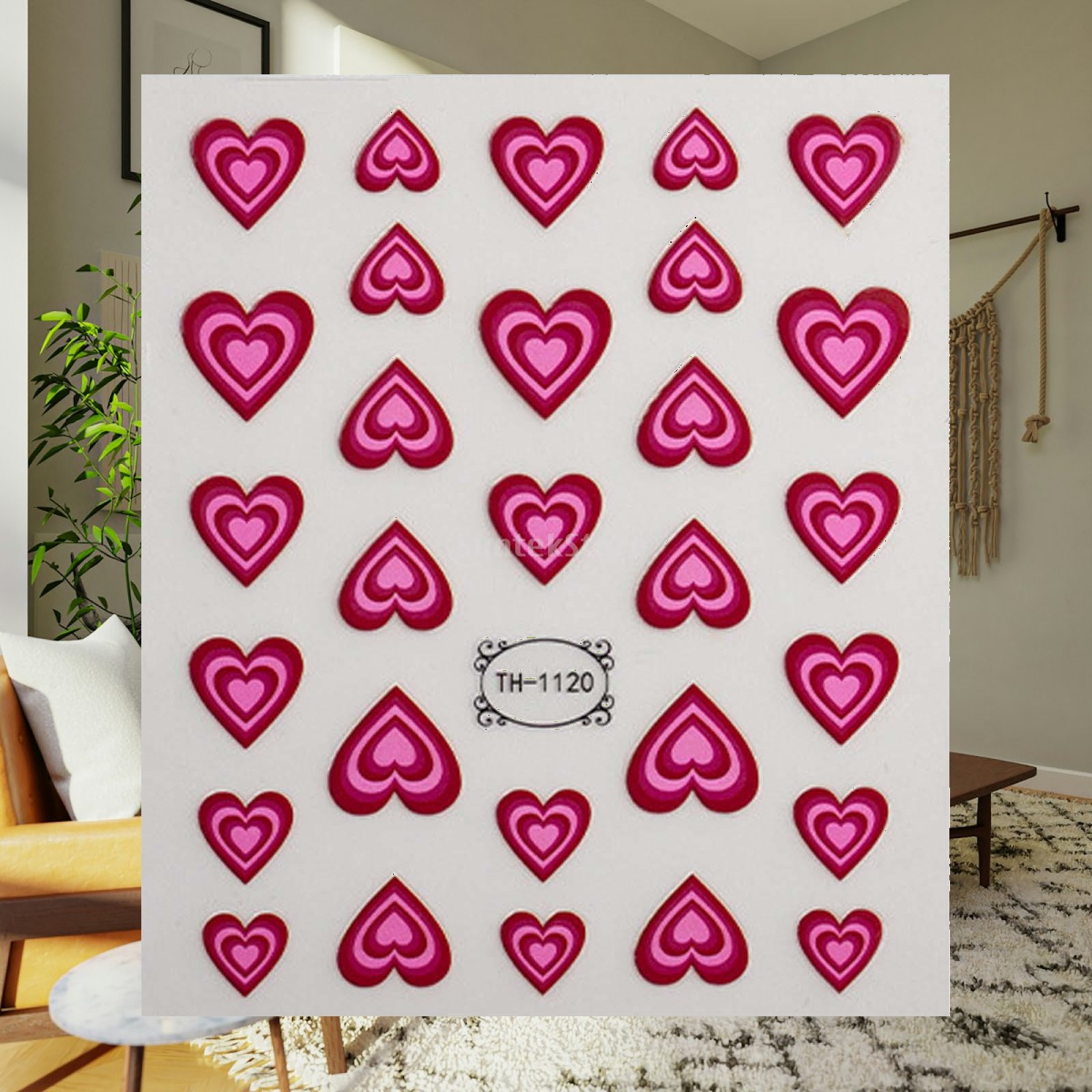 Valentines Day 3D Heart Nail A - Nail Art Valentines Day ulasan dan harga