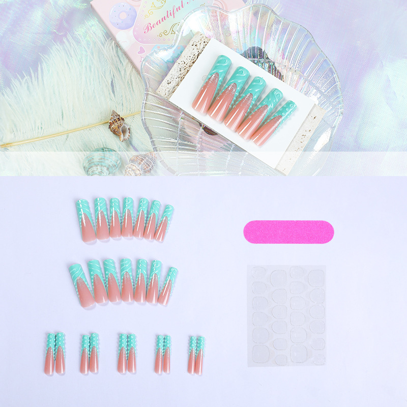 24pcs 3D Water Drop Fake Nail  - Nail Art Pink ulasan dan harga