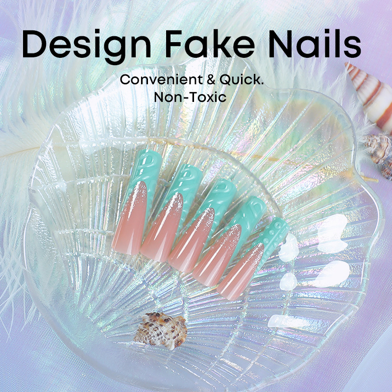 24pcs 3D Water Drop Fake Nail  - Nail Art Pink ulasan dan harga