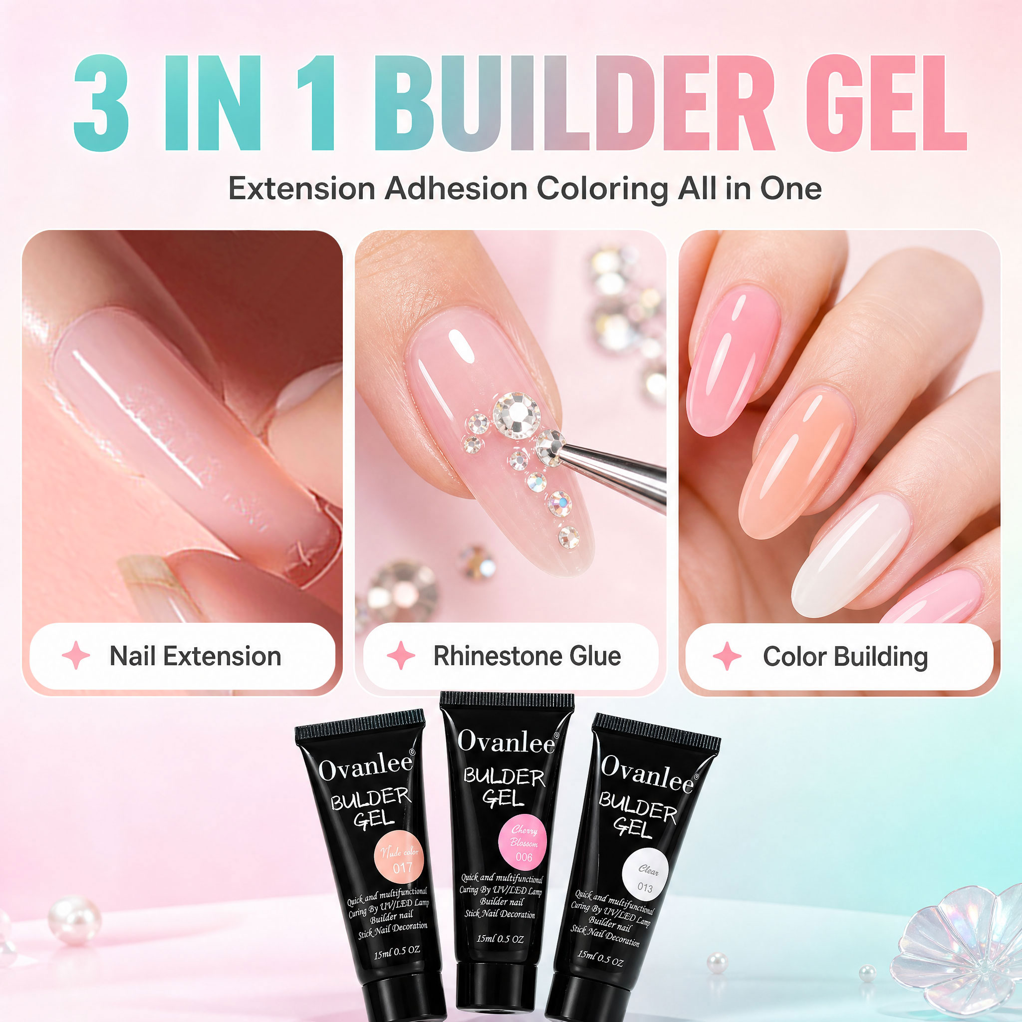 Ovanlee 12-Color 3-in-1 Builde - Nail Art Ombre ulasan dan harga