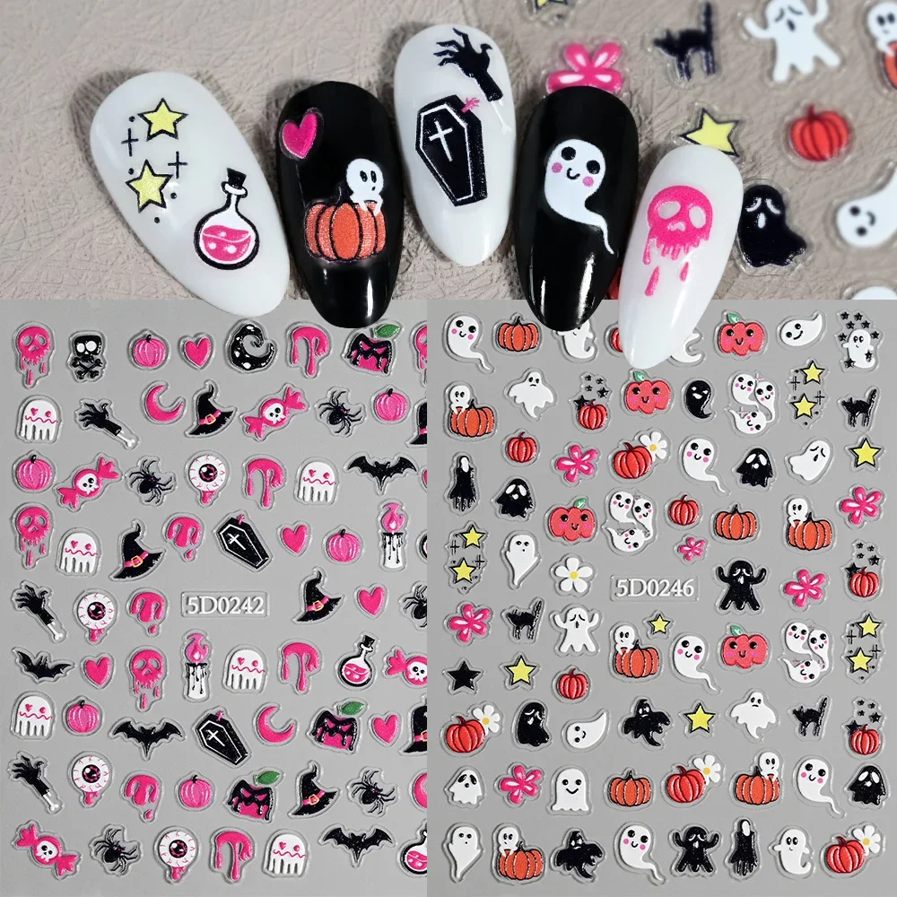 1sheet 5D Halloween Nail Stick - Nail Art Pink ulasan dan harga